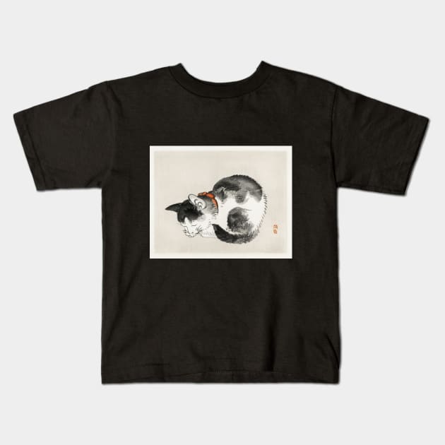 Vintage Sleepy Japanese Cat Kids T-Shirt by EmoteYourself